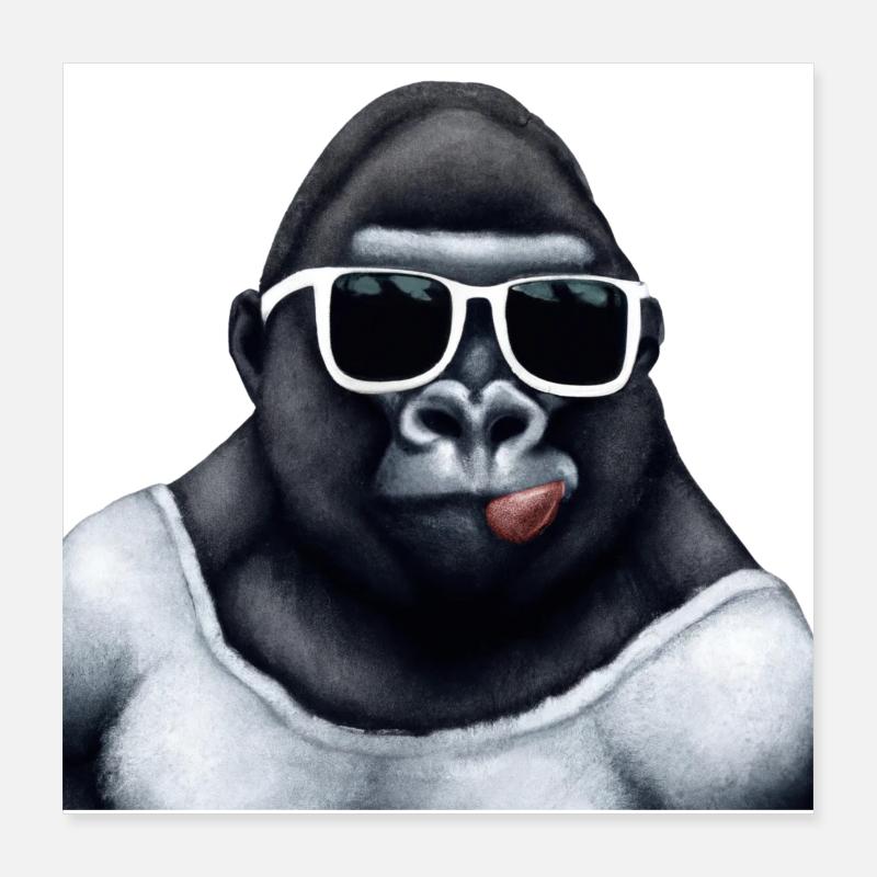 großer lustiger Gorilla mit cooler Sonnenbrille Poster 40x40 cm