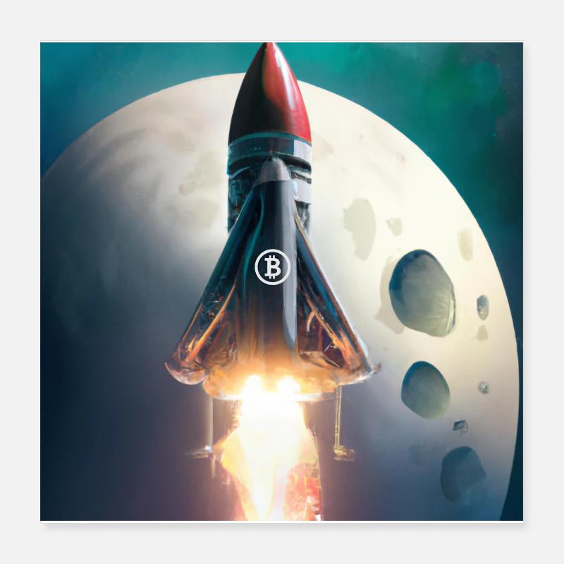Bitcoin sulla luna! Criptovaluta Hodl Trend Poster 40x40 cm