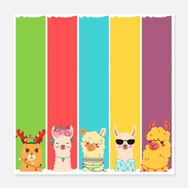 Mon équipe de vacances de lama Poster 40 x 40 cm