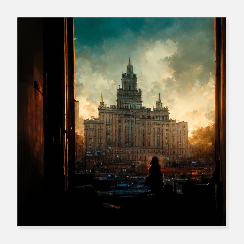 Moskau nach dem Krieg Poster 40x40 cm