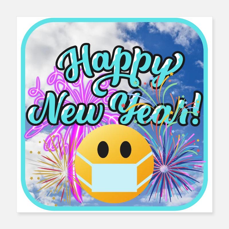 Bonne année, thème coloré. Poster 40 x 40 cm