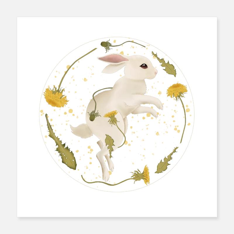 Rabbit with sowthistle Poster 16" x 16" (40x40 cm)