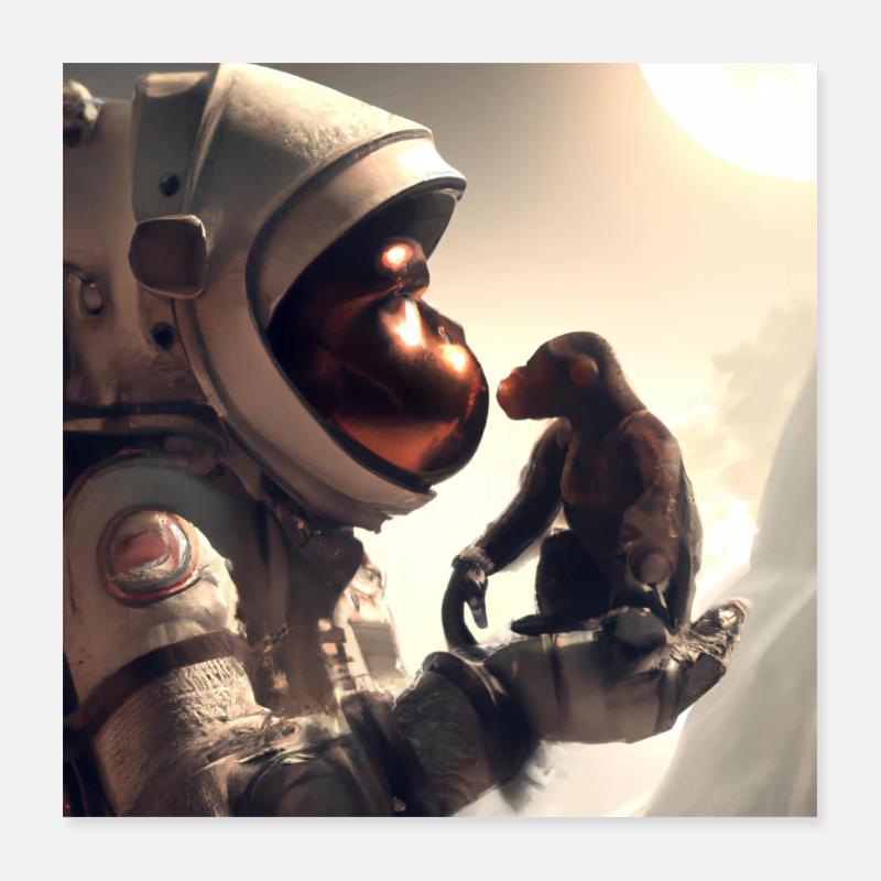 SpaceChimpanzees - Posters - AI Generated Art Poster 16" x 16" (40x40 cm)