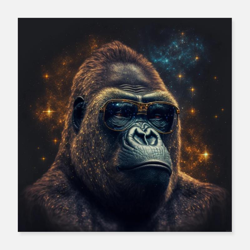 Stardust Gorilla - KI generierte Kunst - AI Art Poster 40x40 cm
