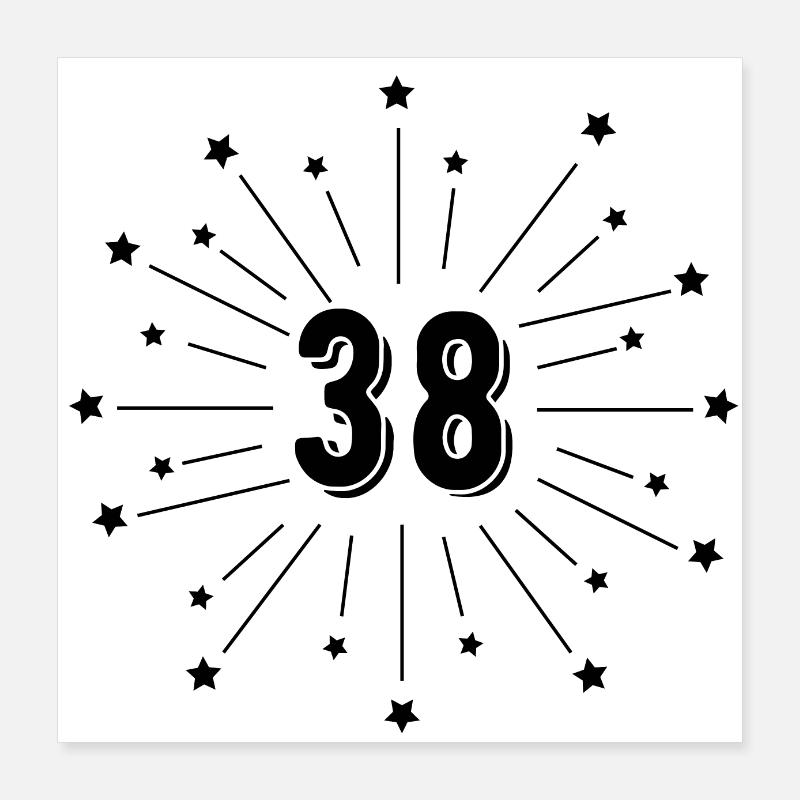 38th Starred Anniversary - 38th Anniversary Gift Poster 16" x 16" (40x40 cm)