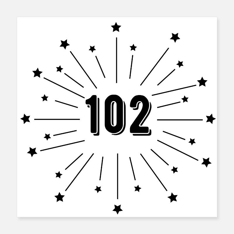 102e anniversaire étoilé - cadeau 102 ans Poster 40 x 40 cm