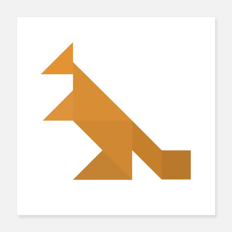 Kangaroo - Tangram Poster 16" x 16" (40x40 cm)