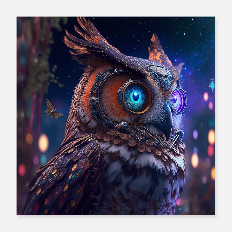 Eule Poster Space Poster 40x40 cm