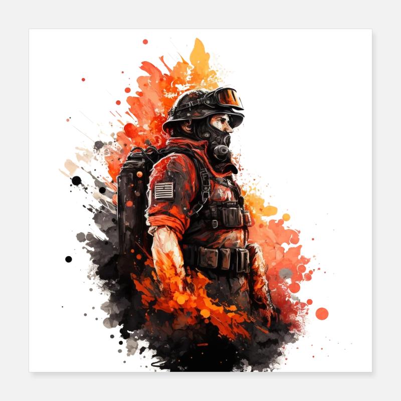Helden in Uniform: Feuerwehrmann Poster 40x40 cm