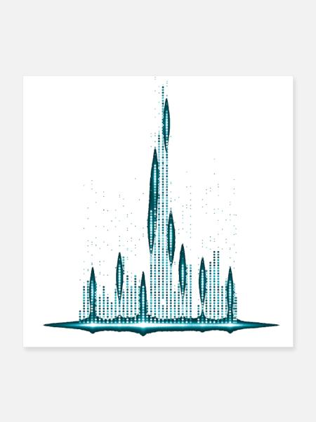 Dubai Matrix Style - Poster 40x40 cm - Weiß