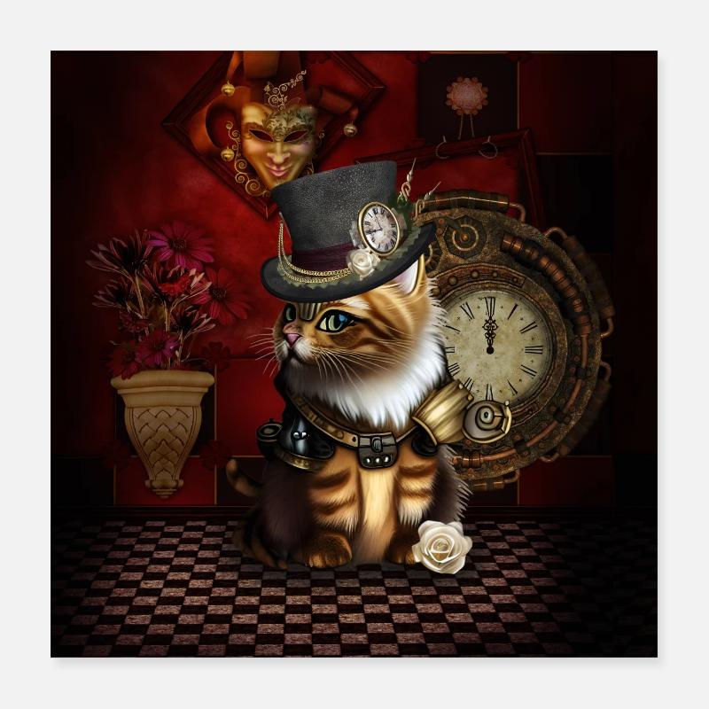 Ces chatons Steampunk feront battre votre cœur Poster 40 x 40 cm