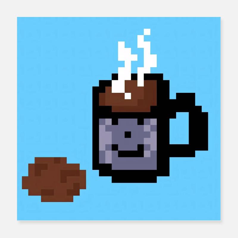 Café et biscuits Pixelart Poster 40 x 40 cm