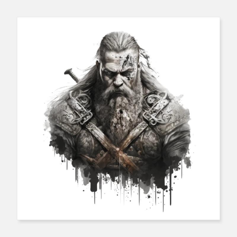 Wikinger Krieger Wikingerzeit Poster 40x40 cm