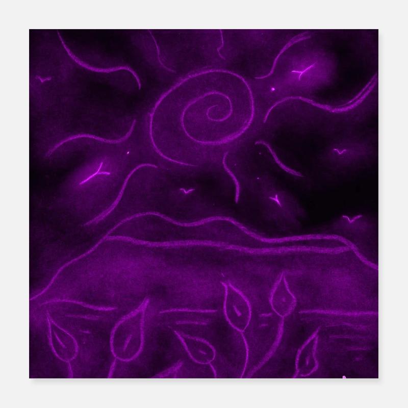 PAYSAGE NOCTURNE VIOLET Poster 40 x 40 cm