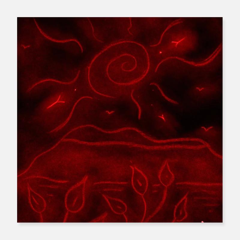 RED NIGHT LANDSCAPE Poster 16" x 16" (40x40 cm)