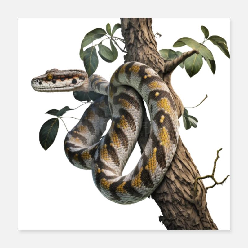 Python im Baum: Ein majestätisches Tier Poster 40x40 cm