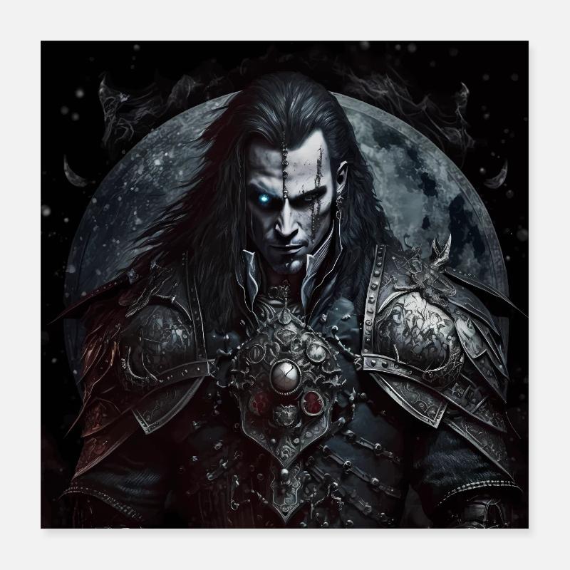 Dunkle Fantasie Vampir Version 2 - Poster 40x40 cm - Weiß