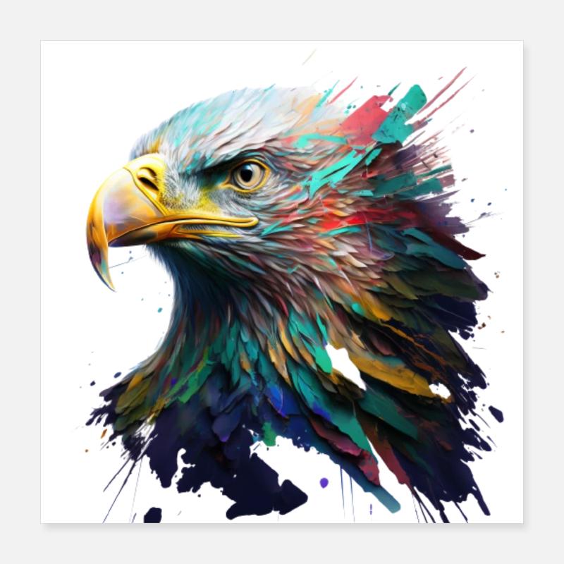 Ein Adlerblick: Ölgemälde in lebendigen Farben Poster 40x40 cm