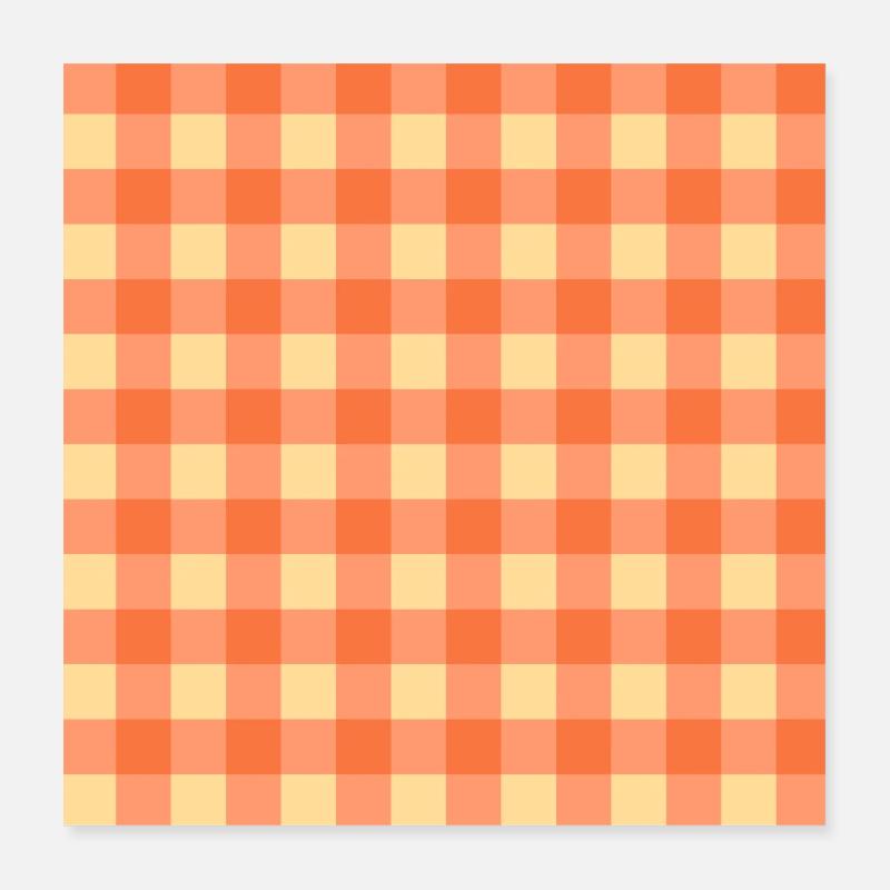 Retro 70's Buffalo Plaid Pattern in Orange Yellow Poster 16" x 16" (40x40 cm)