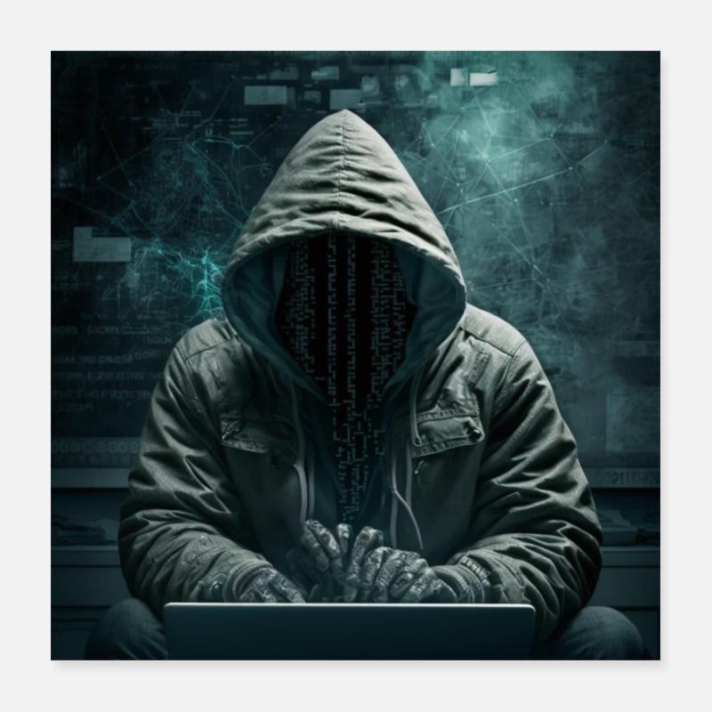Hacker - Poster 40 x 40 cm - blanc