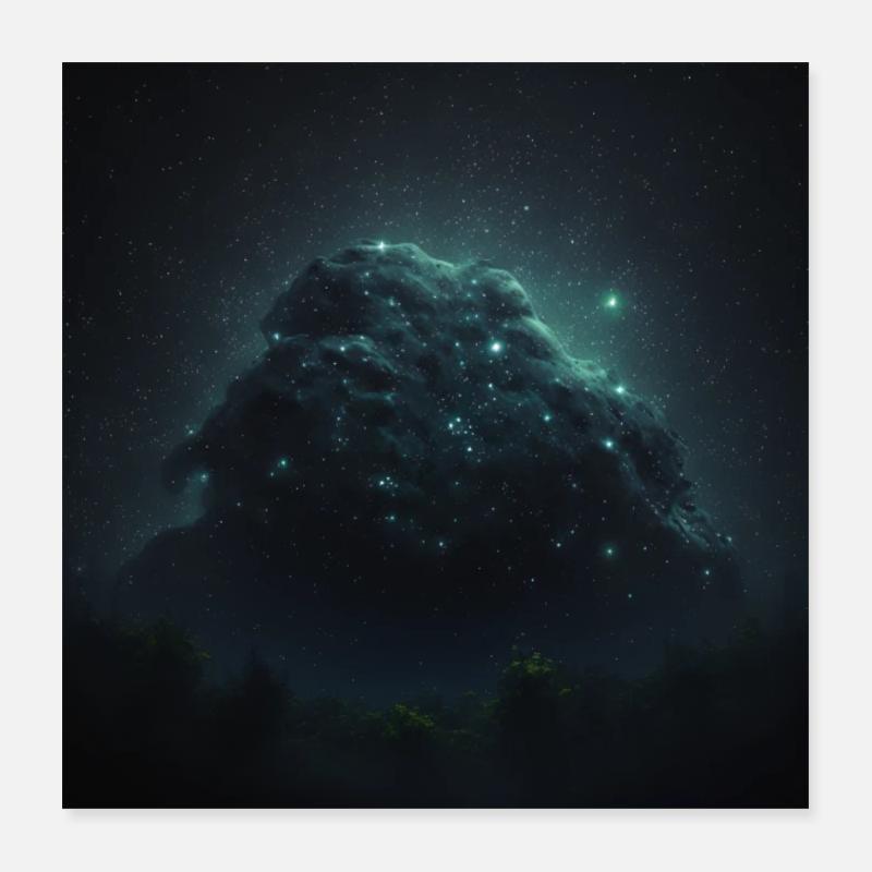 Espace Big Bang noir vert - Poster 40 x 40 cm - blanc