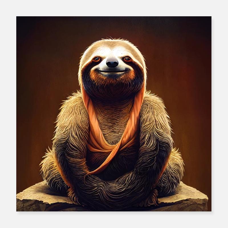 Meditating Buddha Sloth Poster 16" x 16" (40x40 cm)