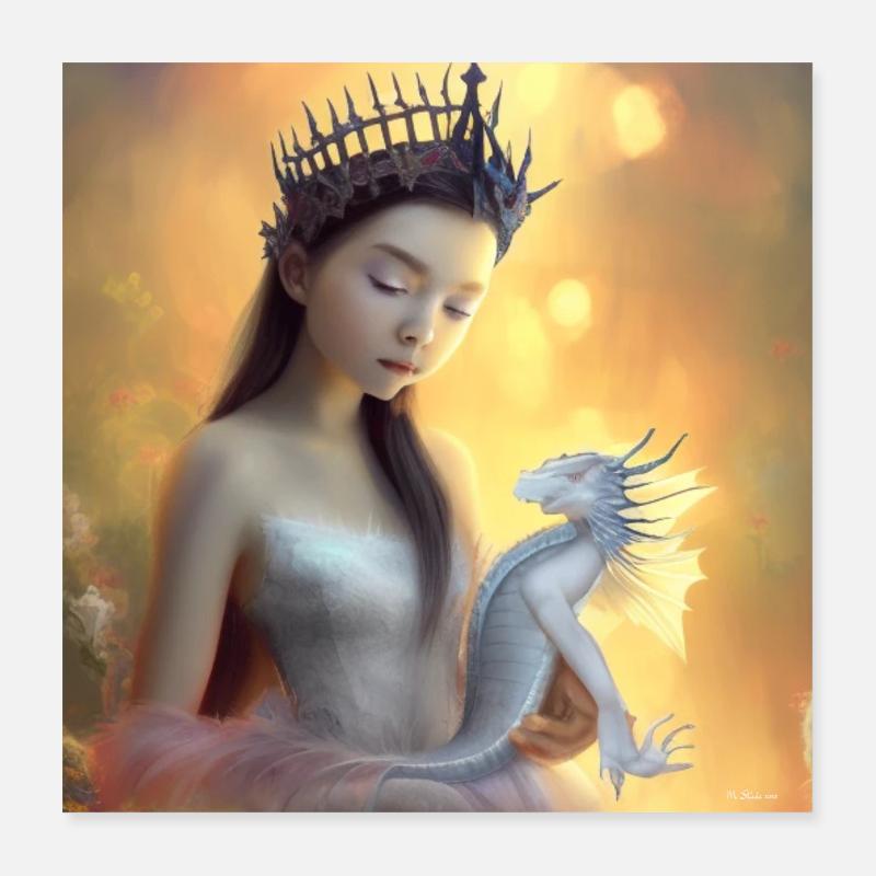 La princesse et le dragon de mer Poster 40 x 40 cm