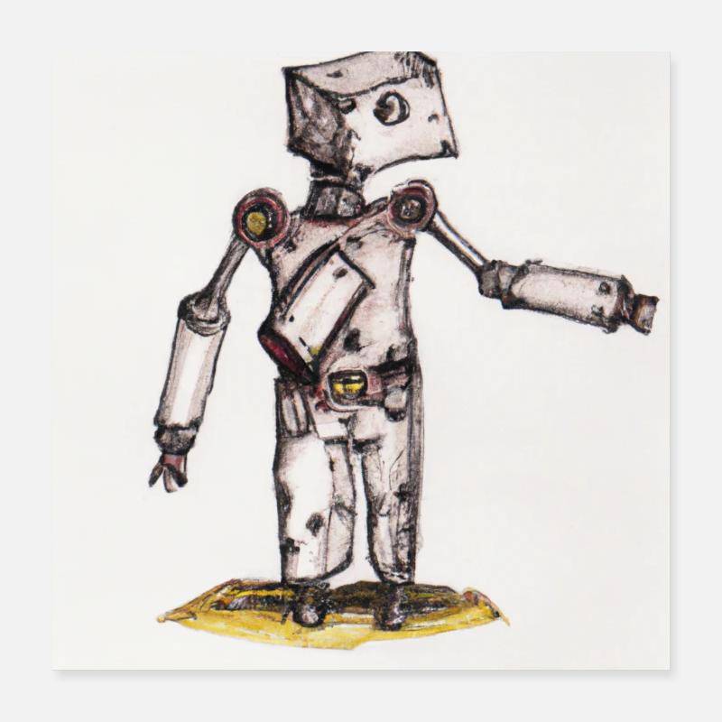 Kleiner Roboter gezeichnet Poster 40x40 cm