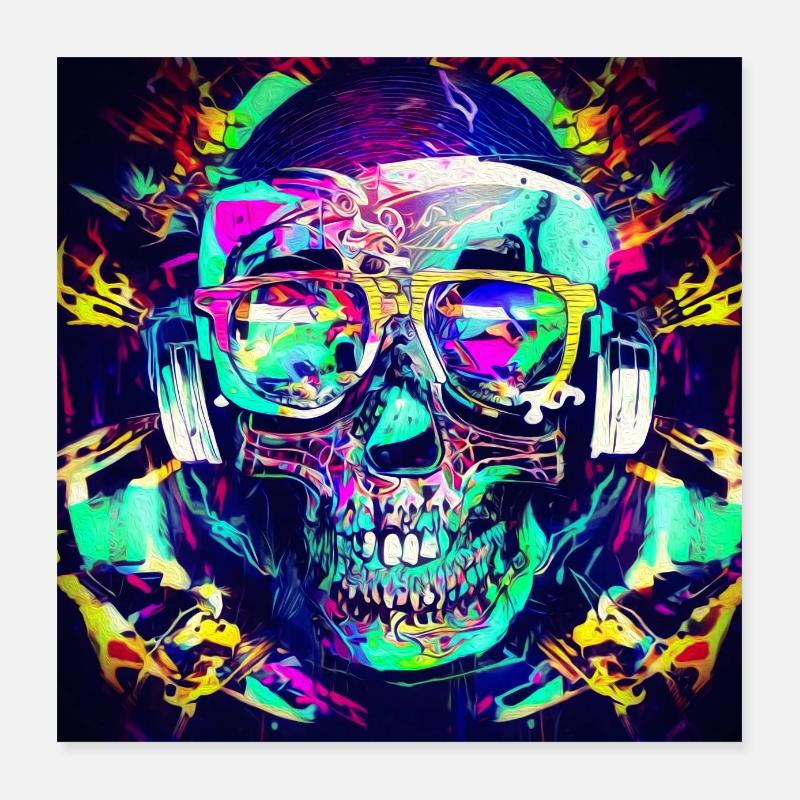 Abstract Skull - Poster 40x40 cm - Weiß