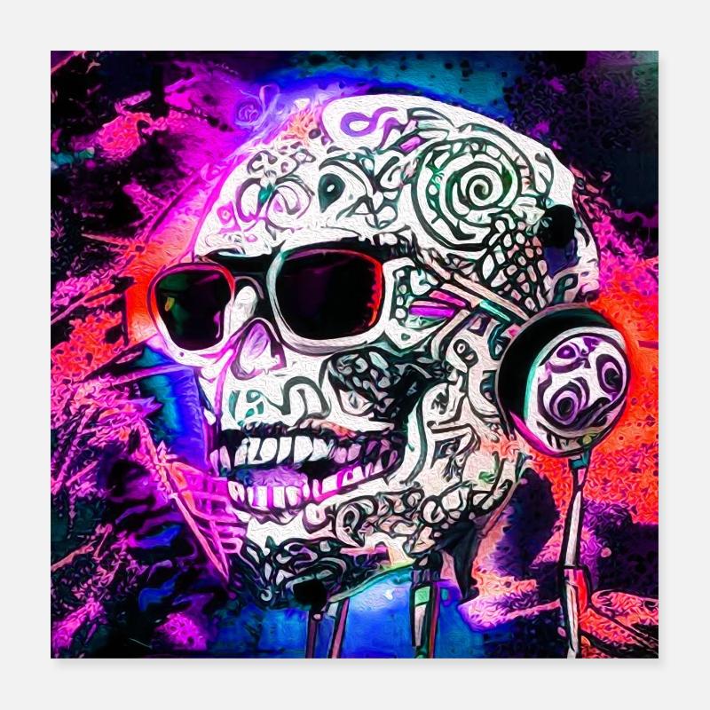 Abstract Skull Poster 40x40 cm