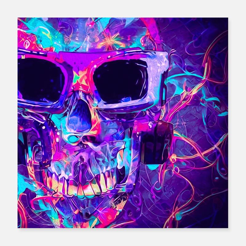 Abstract Skull - Poster 40x40 cm - Weiß