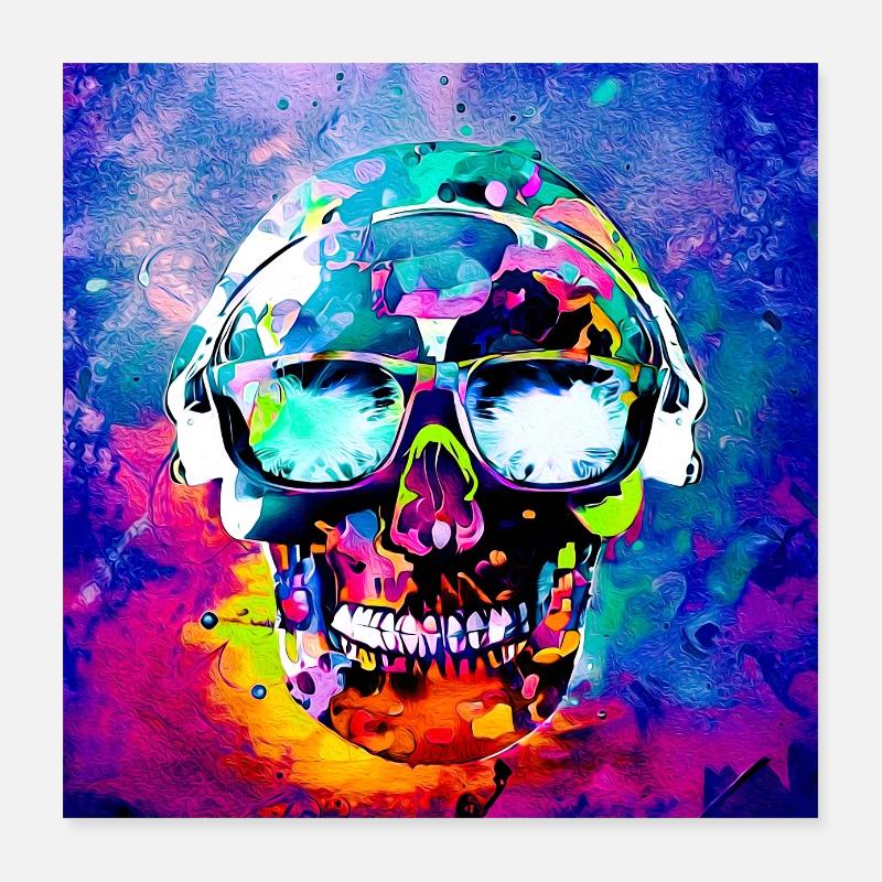 Abstract Skull - Poster 40x40 cm - Weiß