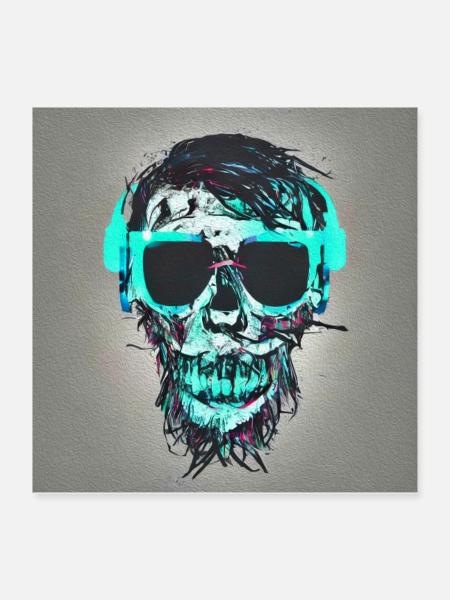 Abstract Skull - Poster 40x40 cm - Weiß