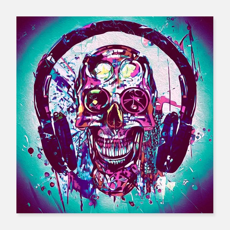 Abstract Skull Poster 40x40 cm
