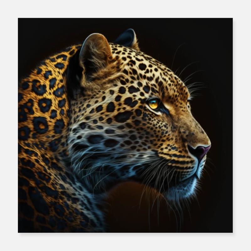 Leopard with black background Poster 16" x 16" (40x40 cm)