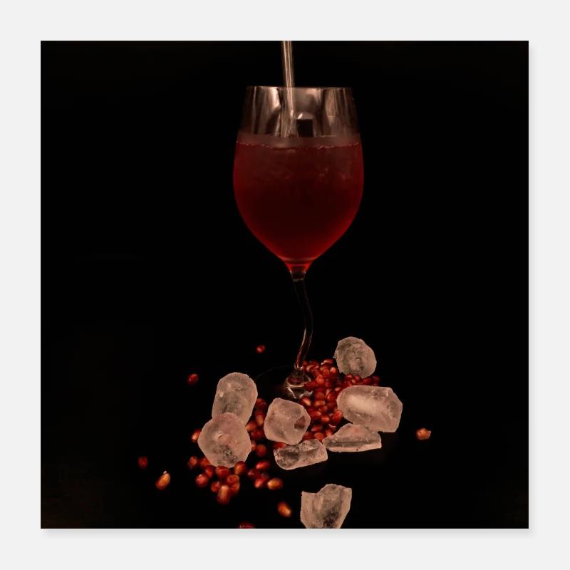 Stillleben Aperitif Granatapfel Poster 40x40 cm