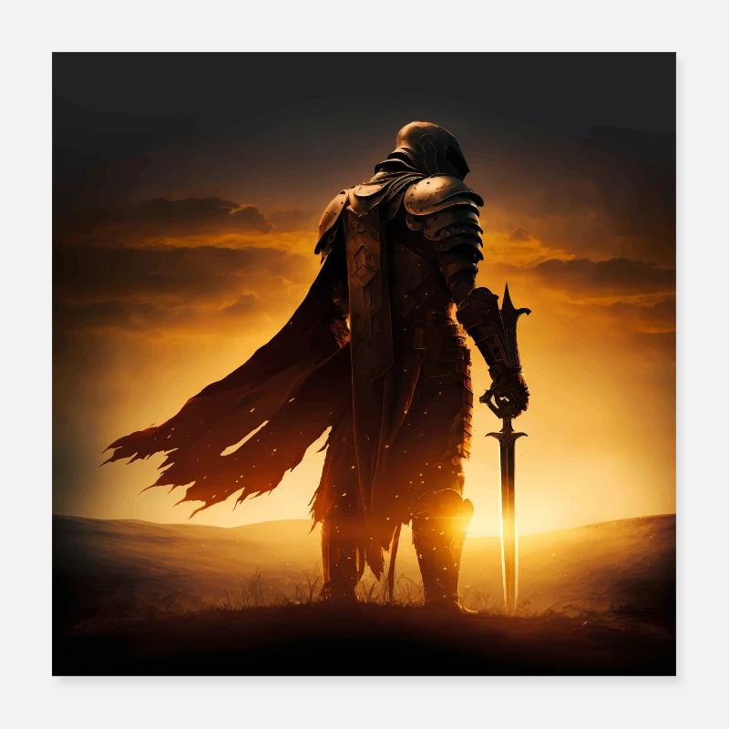 Epischer Heroischer Ritter Version 2 Poster 40x40 cm