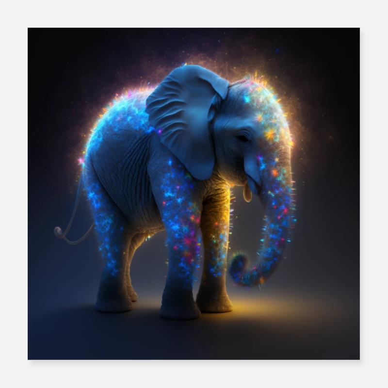 Elephant - Poster 16" x 16" (40x40 cm) - white