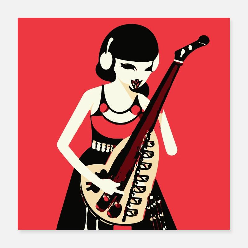 Musik Mädchen Poster 40x40 cm