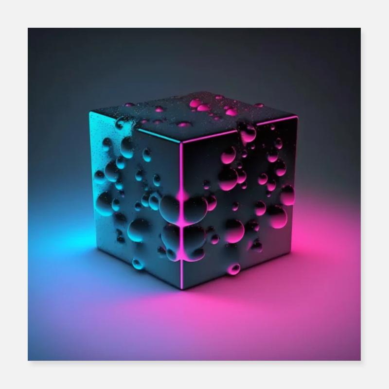 Cube in pink and blue Poster 16" x 16" (40x40 cm)