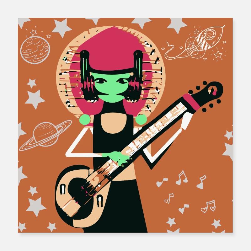 Musik Mädchen Poster 40x40 cm