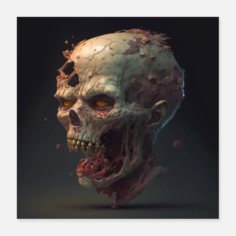 Horror Zombie Head - Poster 16" x 16" (40x40 cm) - white