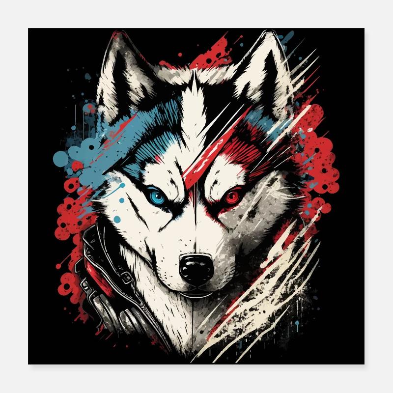 Scary Husky Poster 16" x 16" (40x40 cm)