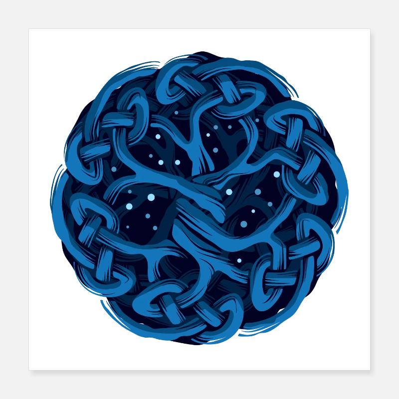 Celtic tree, blue Poster 16" x 16" (40x40 cm)