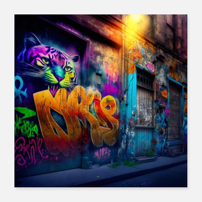 Graffiti sur le mur - Poster 40 x 40 cm - blanc