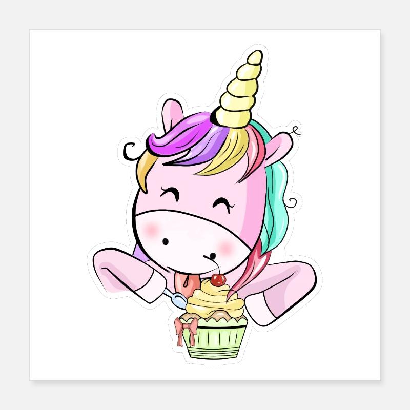 Autocollant de licorne mignon Poster 40 x 40 cm