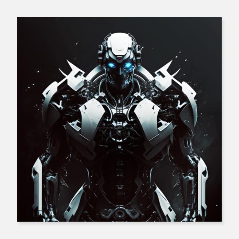 Weißer Roboter der Zukunft Poster 40x40 cm