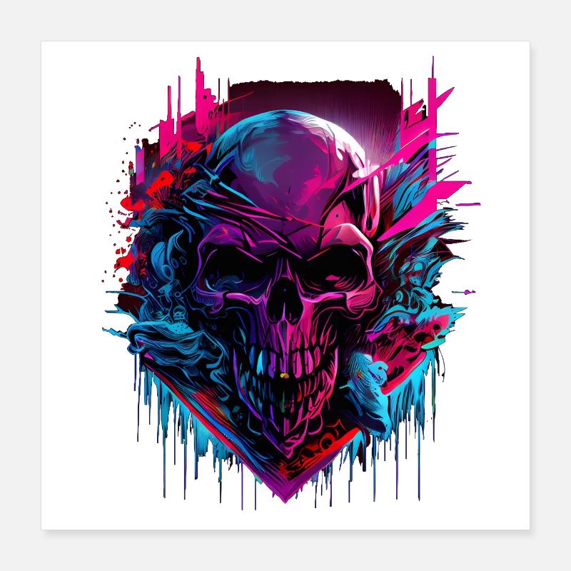 Skull Colorful Cloud Poster 40x40 cm