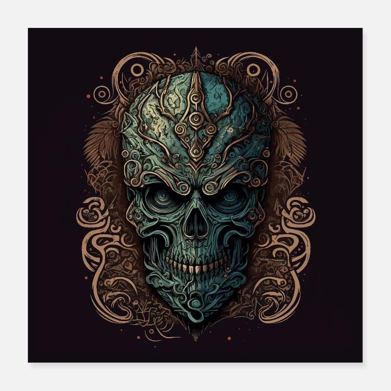 dark artistic goth zombie skull Poster 40x40 cm