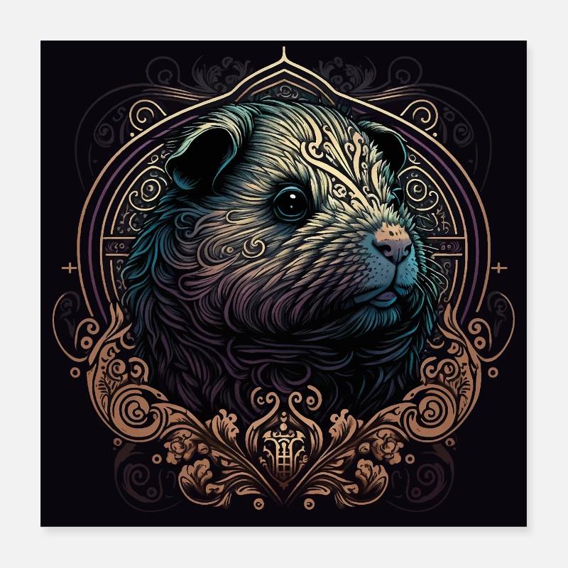 Cochons d’Inde avec ornements Poster 40 x 40 cm